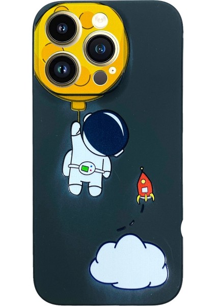 iPhone 14 Pro Aydaki Astronot Siyah Silikon Kılıf