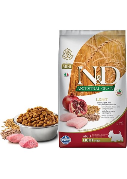 Nd Düşük Tahıllı Light Mini Tavuklu Narlı Küçük Irk Yetişkin Köpek Maması 2,5 Kg