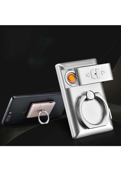 USB Şarjlı Telefon Tutucu Çakmak USB Sarjli En Trend Çakmak Yeni Model Gümüşrenk
