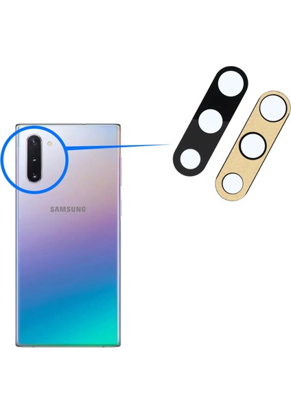 Samsung Galaxy Note 10 Plus Arka Kamera Camı Lens Yapışkanlı