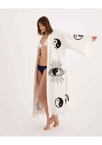 Kimono /Kaftan /Bornoz  Ying Yang Göz Desenli