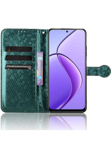 Realme 12 5g Geometrik Desen Deri Manyetik Telefon Kılıfı (Yurt Dışından)