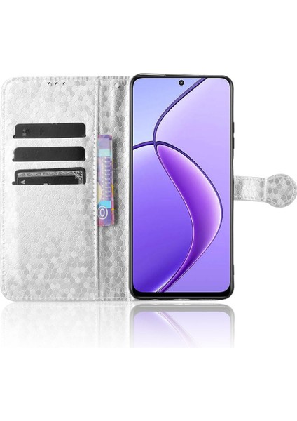 Realme 12 5g Geometrik Desen Deri Manyetik Telefon Kılıfı (Yurt Dışından)