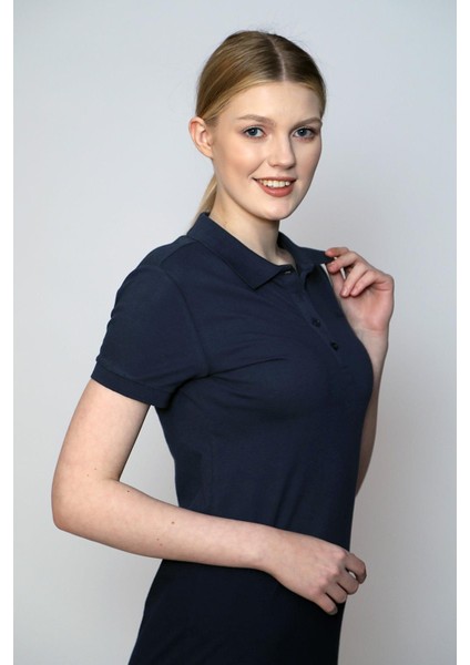 Tweed Kadın Pike Polo Yaka Elbise Lacivert modelleri