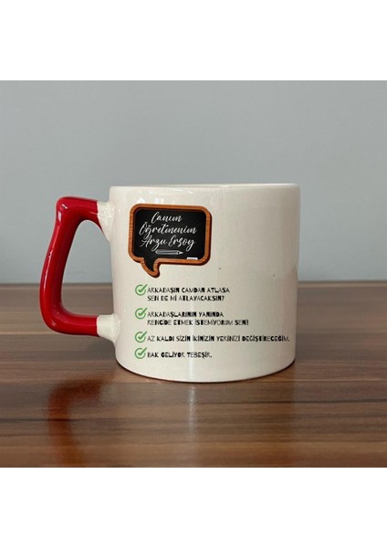 Canım Öğretmenim Sözleri Baskılı Öğretmenler Günü Kişiye Özel Tasarım Kırmızı Kulplu D Kupa
