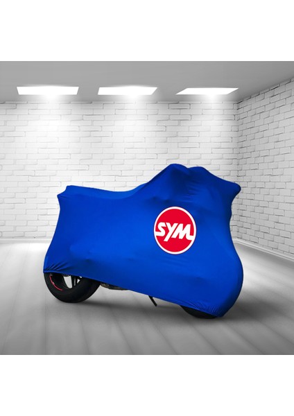 Ultra Shop Sym Fiddle Iı 50 Mavi Kumaş Motosiklet Brandası Logo Baskılı Penye Kumaş Motosiklet Branda