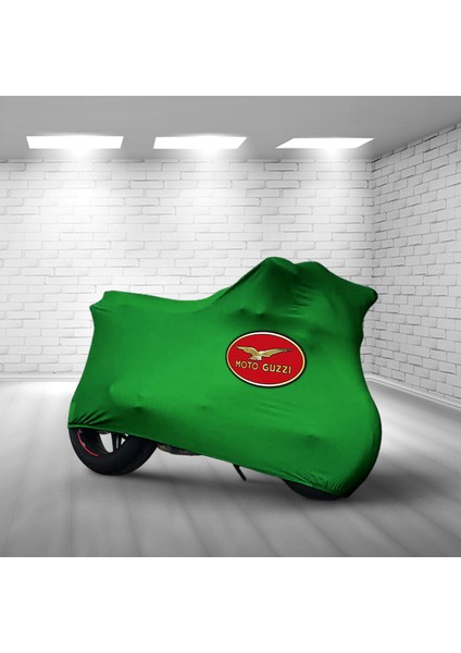 Ultra Shop Moto Guzzi V100 Mandello S Yeşil Kumaş Motosiklet Brandası Logolu Penye Kumaş Motosiklet Branda