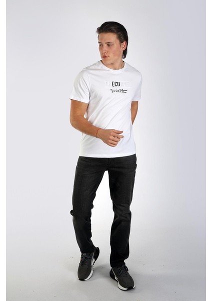 Desav Erkek O Yaka T-Shirt Beyaz