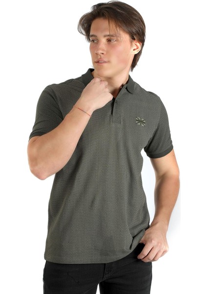 Navagoi Erkek Baskılı Pike Polo Yaka T-Shirt Haki fiyatları