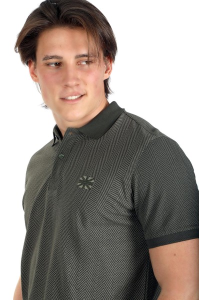 Navagoi Erkek Baskılı Pike Polo Yaka T-Shirt Haki modelleri