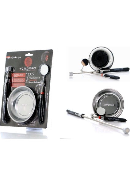 Manyetik Set 3'lü (Tepsi + Çubuk + Ayna) - 11305