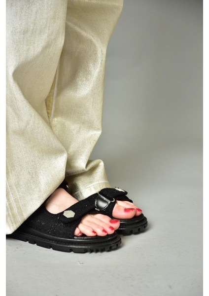 S267122004 Siyah Kumaş Kadın Sandalet fırsatları