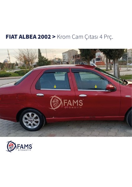 Fiat Albea Krom Cam Çıtası 4 Parça 2002> Paslanmaz Çelik