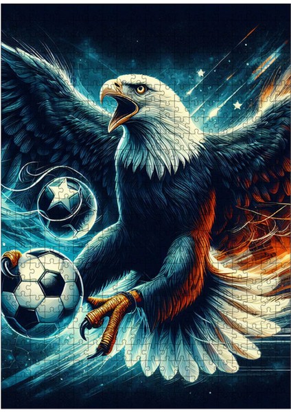 Ahşap Mdf Puzzle Yapboz Futbol ve Siyah Beyaz ve Kartal 500 Parça 50*70 cm