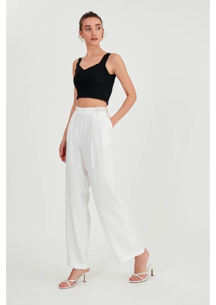 Beli Etnik Desenli Pileli Pantolon modelleri