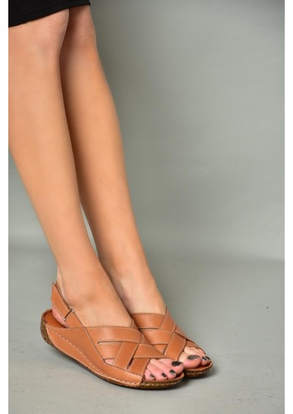 P555012303 Taba Hakiki Deri Comfort Ortopedik Taban Kadın Sandalet