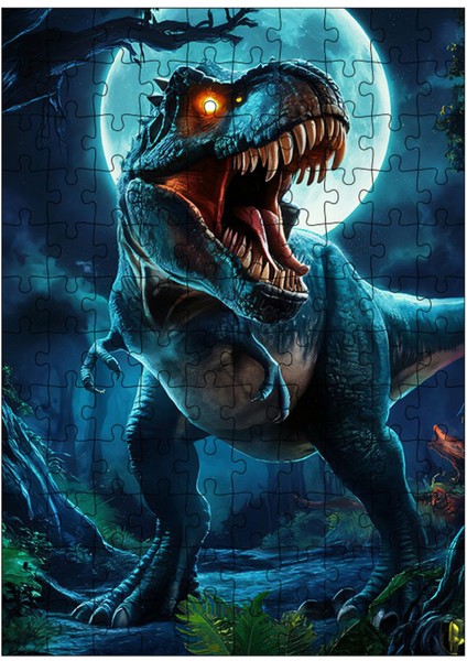 Ahşap Mdf Puzzle Yapboz Vahşi Doğada T-Rex Dinazor 120 Parça 25*35 cm