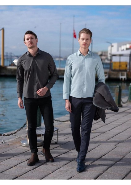 Taco Classic Düz Saten Uzun Kol Gömlek fırsatları