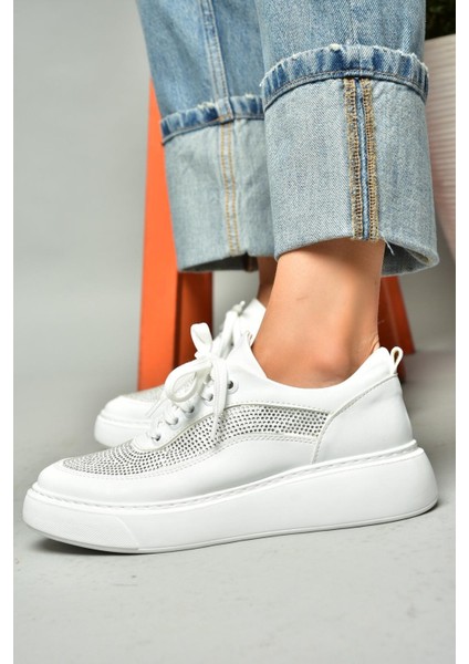 S274048509 Beyaz Taşlı Kadın Spor Ayakkabı Sneakers