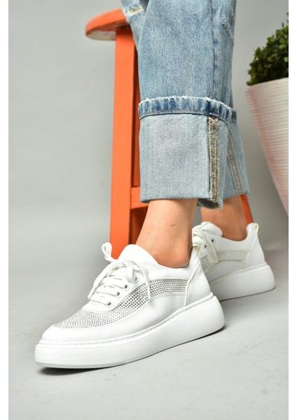 S274048509 Beyaz Taşlı Kadın Spor Ayakkabı Sneakers fiyatları