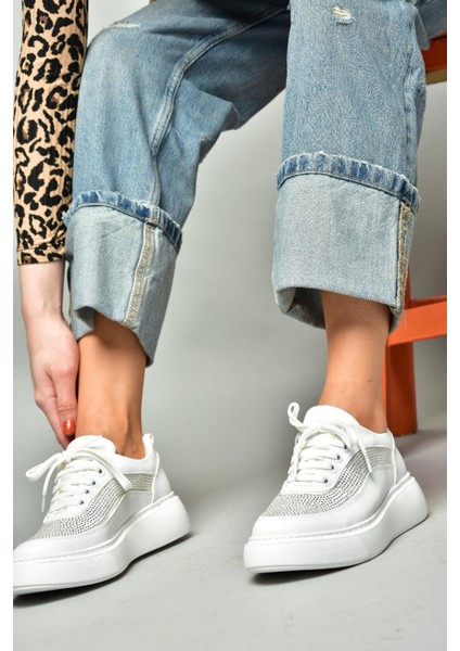 S274048509 Beyaz Taşlı Kadın Spor Ayakkabı Sneakers modelleri