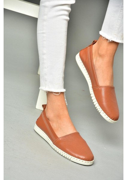 P555031503 Taba Deri Kadın Ayakkabı