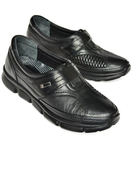 P555190103 Siyah Deri Comfort Ortopedik Taban Kadın Ayakkabı modelleri