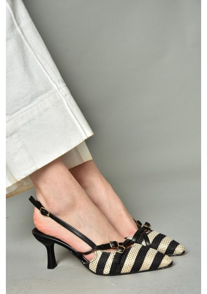 S518533305 Siyah Keten Alçak Topuklu Ayakkabı Kadın Ayakkabı modelleri