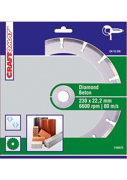 Elmas Kesici Disk 230 mm Yeşil Beton Segme Nt