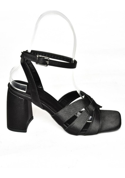 S774520304 Siyah Saten Kumaş Kalın Topuklu Ayakkabı Kadın Ayakkabı fırsatları