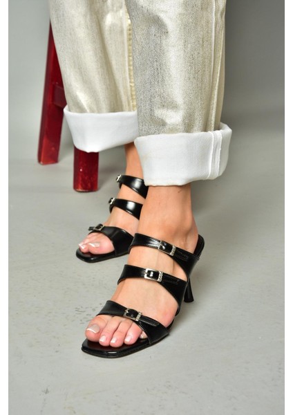 S518200409 Siyah Ince Topuklu Ayakkabı Kadın Terlik fiyatları