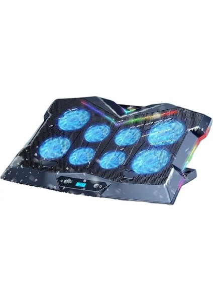 8 Fanlı 18-11inç Rgb Işıklı Notebook Laptop Soğutucu Fan Yükseklik Ayarlı Sessiz LCD Pro Stand