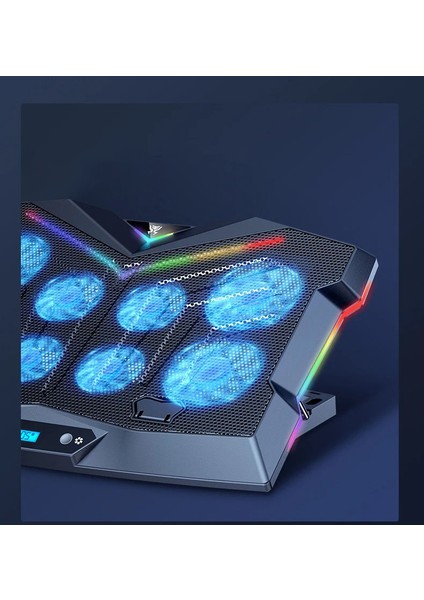 8 Fanlı 18-11inç Rgb Işıklı Notebook Laptop Soğutucu Fan Yükseklik Ayarlı Sessiz LCD Pro Stand