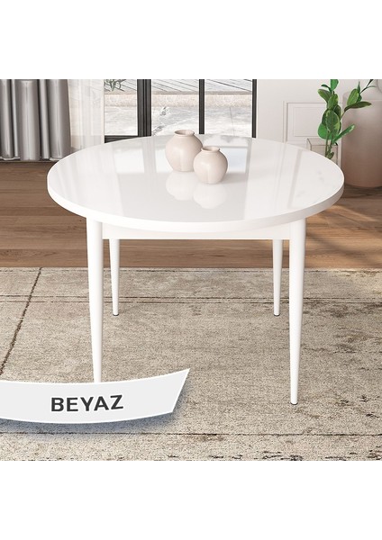 Now Serisi 90X90 Sabit Yuvarlak Beyaz Mutfak Masası Takımı 4 Sandalye modelleri