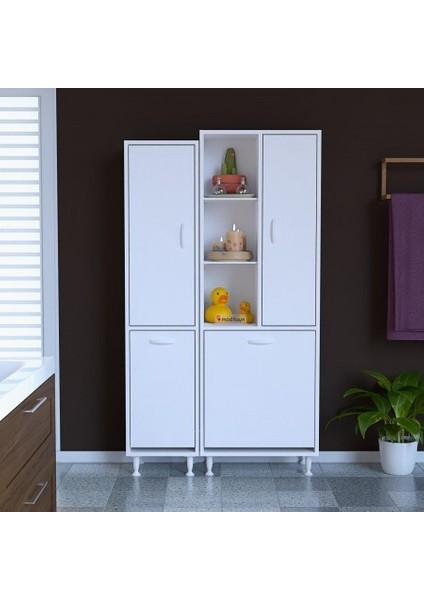 Almital Mobilya Aksesuarlari Modilayn Alaçatı Inci 92 X165 cm Kirli Çamaşır Sepetli Banyo Dolabı