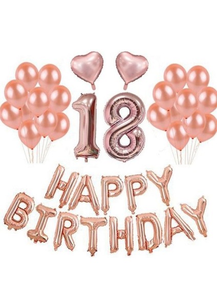 18 Yaş Rose Gold Balon Seti