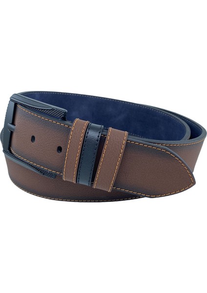 4.5 Cm. Spor Suni Deri Kenarı Sarı Dikişli Model Erkek Kemer Kahverengi modelleri