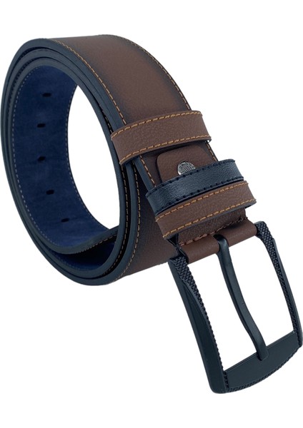 4.5 Cm. Spor Suni Deri Kenarı Sarı Dikişli Model Erkek Kemer Kahverengi fırsatları