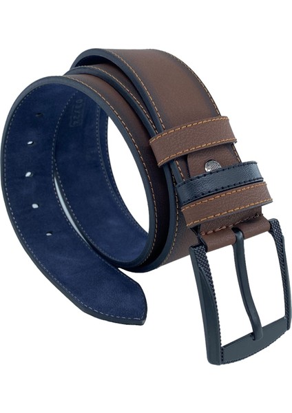 4.5 Cm. Spor Suni Deri Kenarı Sarı Dikişli Model Erkek Kemer Kahverengi indirimleri