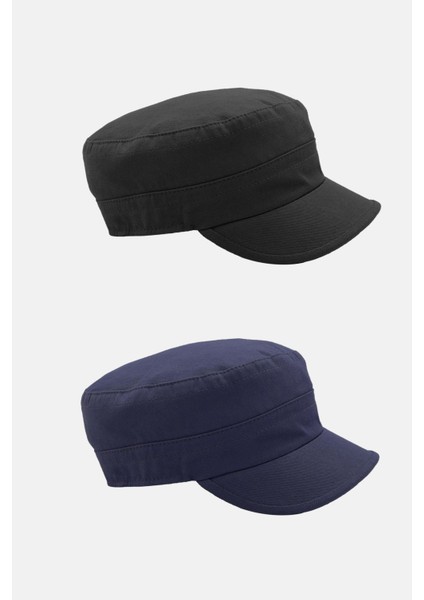 Erkek Fidel Castro Şapka 2li Kep Rozet Detaylı Kasket - Siyah/lacivert fiyatları