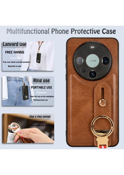 Huawei MATE60 Pro 5g Kolaylık Bilek Kayışı Premium Pu Deri Kılıf (Yurt Dışından)