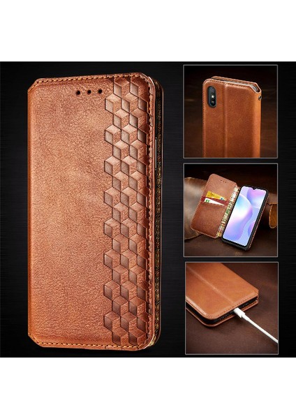 Xıaomı Redmi 9A Için Kılıf Deri Kılıf Cüzdan Fonksiyonu Moda Tasarım Flip (Yurt Dışından)