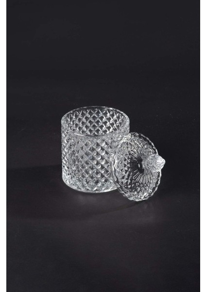 Kristal Desen Noktalı Şekerlik Işleme Kapaklı Çay Sunum 8 x 8 cm