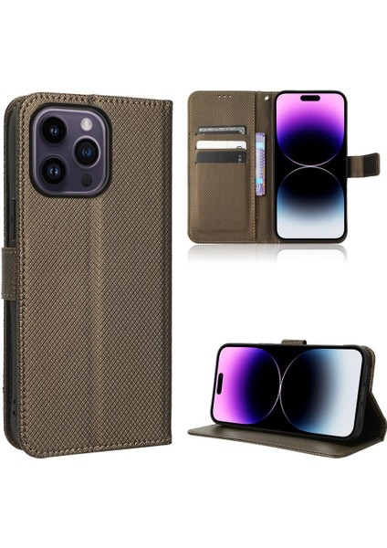IPhone 14 Için Kılıf Pro Kickstand Manyetik Cüzdan Kapak Kart Tutucu (Yurt Dışından)