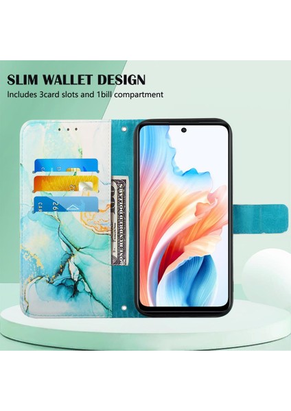 Oppo A79 5g Mermer Desen Cüzdan Kickstand Pu Deri Için Kılıf (Yurt Dışından)