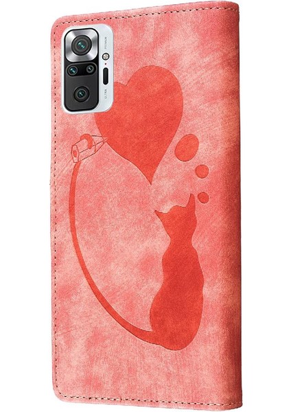 Redmi Için Not 10 Pro Artı Kabartmalı Sevimli Kedi Flip Folio Kart (Yurt Dışından)