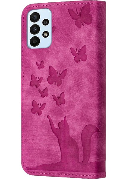 Samsung Galaxy Için Kılıf A52S 5g Cüzdan Kılıf Kabartmalı Kelebek Kedi Kartı (Yurt Dışından)