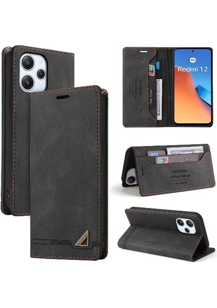 Redmi Için 12 4g/5g Iki Kart Yuvaları Premium Deri Kickstand (Yurt Dışından)