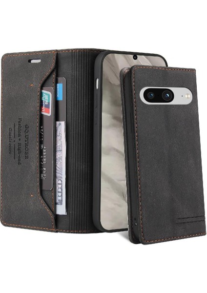 Google Pixel 8 Premium Deri Kickstand Iki Kart Yuvaları Premium Için Kılıf (Yurt Dışından)