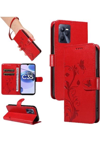 Realme C35 4g Kabartmalı Kelebek El Kayışı ile Yüksek Kalite (Yurt Dışından)